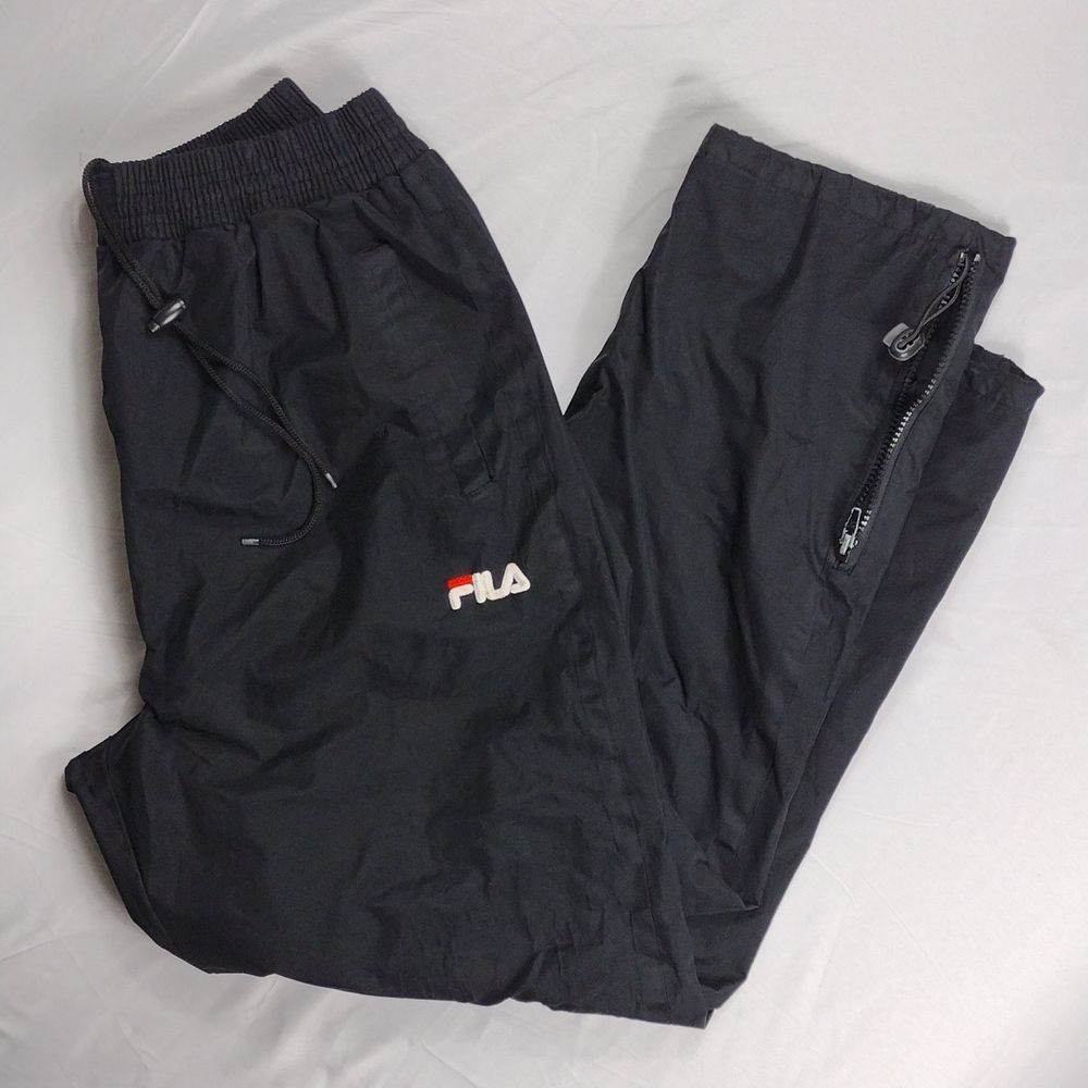 Fila Vintage Black Zip Drawstring Hem Track Pants